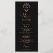 Cartes De Menu Mariage Monogramme Noir Et Rose Or (Devant)
