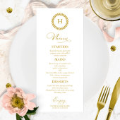 Cartes de menu Mariage Monogramme Or