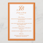 Cartes de menu Mariage Monogramme (orange) (Devant)