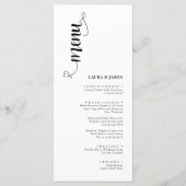 Cartes de menu Mariage noir et blanc simples (Devant)