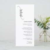 Cartes de menu Mariage noir et blanc simples (Debout devant)