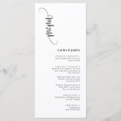 Cartes de menu Mariage noir et blanc simples (Devant)