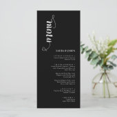 Cartes de menu Mariage noir et blanc simples (Debout devant)