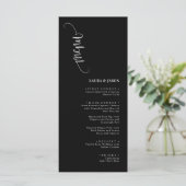 Cartes de menu Mariage noir et blanc simples (Debout devant)