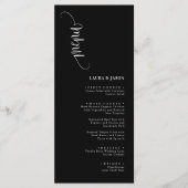 Cartes de menu Mariage noir et blanc simples (Devant)