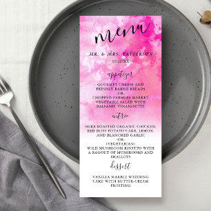 Cartes de menu Mariage Ombre Aquarelle - Rose