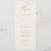 Cartes de menu Mariage or et ivoire de charme élég (Devant)