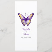 Cartes de menu Mariage papillon | Aquarelle violet (Dos)