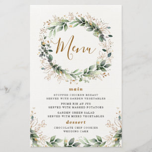 Cartes de menu Mariage pour feuilles d'aquarelle o