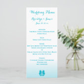 Cartes de menu Mariage pour hippocampe bleu person (Debout devant)