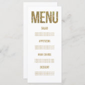 Cartes de menu Mariage pour la typographie de Part (Devant / Derrière)