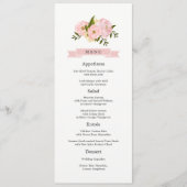 Cartes de menu Mariage pour pivoines roses (Devant)