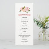 Cartes de menu Mariage pour pivoines roses (Debout devant)