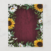 Cartes de menu Mariage pour tournesol rouge Bourgo (Dos)