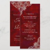 Cartes de menu mariage Red Rose Garden V2 (Devant / Derrière)