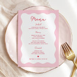 Cartes de menu Mariage rétro rose et rouge moderne<br><div class="desc">Cartes de menu Mariage rétro rose et rouge moderne</div>