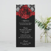 Cartes de menu mariage Rose rouge Damask (Debout devant)