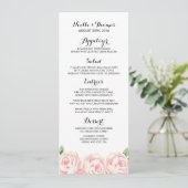 Cartes de menu Mariage Rose vintage (Debout devant)