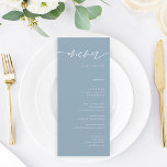 Cartes de menu Mariage Rustique Dusty Blue<br><div class="desc">Rustique Dusty Blue Calligraphie Mariage Cartes de menu Minimaliste Mariage Cartes de menu | Menu Moderne,  Menu Dîner Mariage,  Menu Rustique Dîner Mariage et Menu Boissons,  Calligraphie Simple Menus Mariage Rustique Menus Mariage,  Menu Mariage Rustique,  Menu Table Mariage</div>