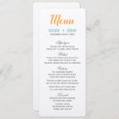 Cartes de menu Mariage Tangerine (Devant / Derrière)