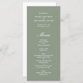 Cartes de menu Mariage vert olive simple (Devant / Derrière)