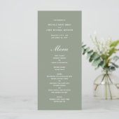 Cartes de menu Mariage vert olive simple (Debout devant)