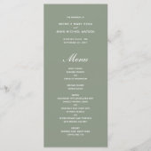 Cartes de menu Mariage vert olive simple (Devant)