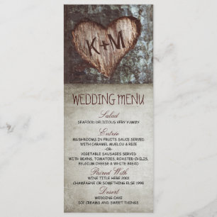 Cartes de menu mariage vintage rustique