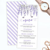 Cartes de menu mariage violet lavande fleurie