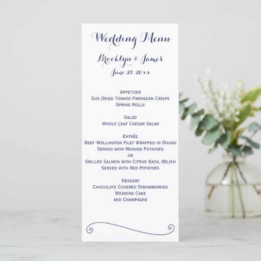 Cartes De Menu Mariages Blancs Et Bleus (Debout devant)
