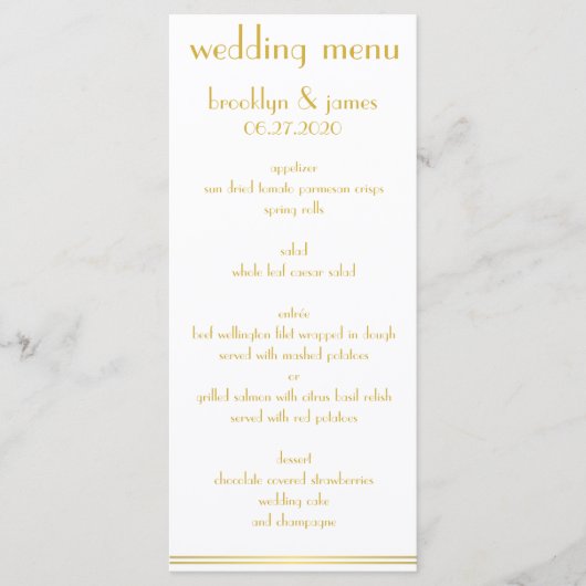 Cartes De Menu Mariages Gatsby Grandes Et Blanches (Devant)