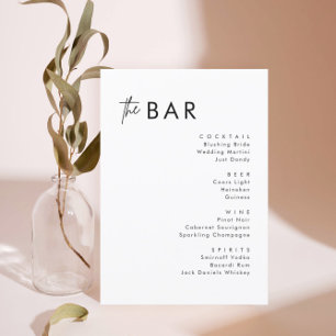 Cartes de menu minimalistes de la barre des boisso