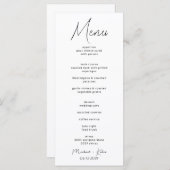 Cartes de menu neutres blanches élégantes et moder (Devant / Derrière)