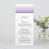 Cartes de menu Ombre mariage Mod chevron violet (Debout devant)