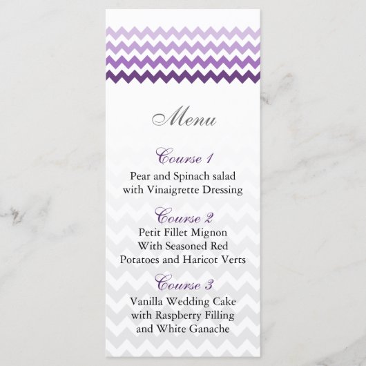 Cartes de menu Ombre mariage Mod chevron violet (Devant)