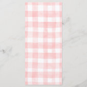 Cartes de menu Ourson en gingham rose (Dos)