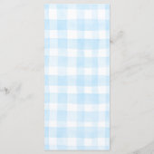 Cartes de menu Ourson motif Gingham bleu (Dos)