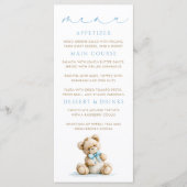 Cartes de menu Ourson motif Gingham bleu (Devant)