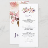 Cartes de menu Peach Pink Lavender Purple Fleurs s (Devant / Derrière)