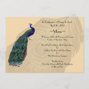 Cartes de menu Peacock Vintages