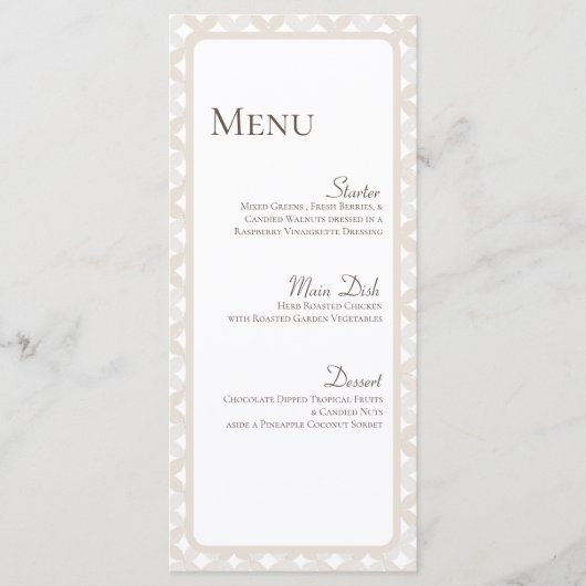 Cartes de menu personnalisées Boho Mariage (Devant)