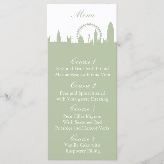 Cartes de menu personnalisées de London Skyline Sa (Devant)