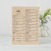 Cartes de menu plates pour table de restaurant en  (Debout devant)