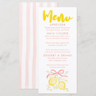 Cartes de menu pour Baby Shower sur le thème des c