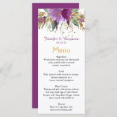 Cartes de menu Purple Amethyst Gold Watercolor (Devant / Derrière)