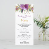 Cartes de menu Purple Amethyst Gold Watercolor (Debout devant)