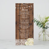 Cartes de Menu Réception de Mariage Rustique en Bo (Debout devant)