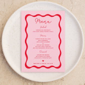 Cartes de menu Retro Pink and Red Wavy Wedding Par