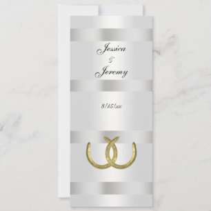 Cartes de menu Rustic Golden Horseshoes Silver Wht
