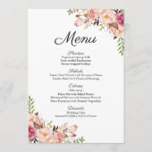 Cartes de menu Rustic Rose Floral Mariage (Devant)